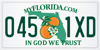 FL license plate 0451XD