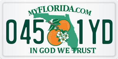 FL license plate 0451YD