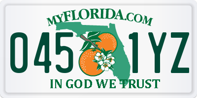 FL license plate 0451YZ