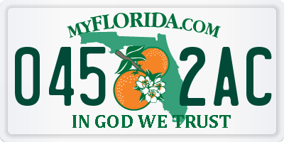 FL license plate 0452AC