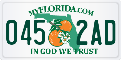 FL license plate 0452AD