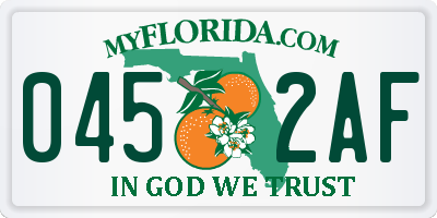 FL license plate 0452AF