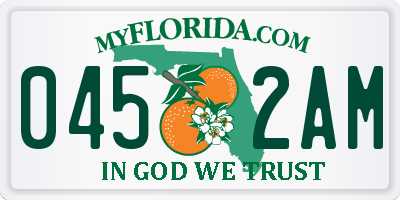 FL license plate 0452AM