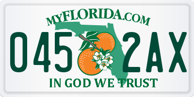 FL license plate 0452AX