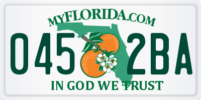 FL license plate 0452BA