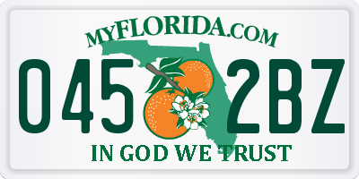 FL license plate 0452BZ