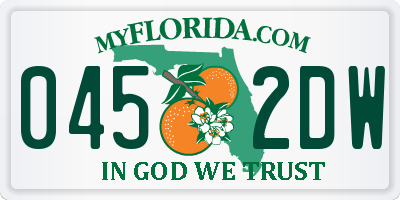 FL license plate 0452DW