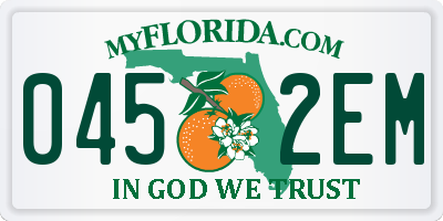 FL license plate 0452EM