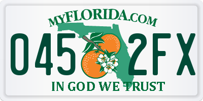 FL license plate 0452FX