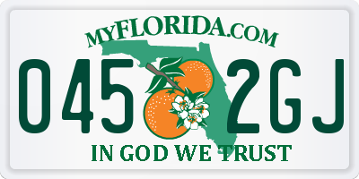 FL license plate 0452GJ