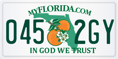 FL license plate 0452GY