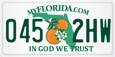 FL license plate 0452HW
