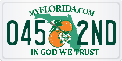 FL license plate 0452ND
