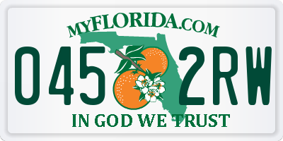 FL license plate 0452RW