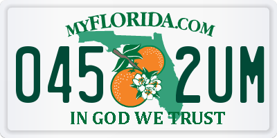 FL license plate 0452UM