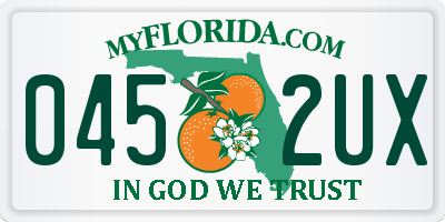 FL license plate 0452UX