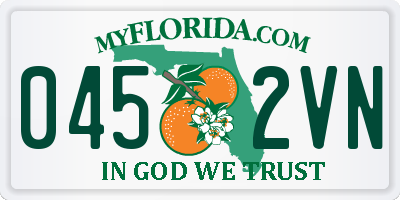 FL license plate 0452VN