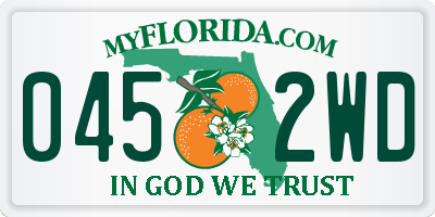 FL license plate 0452WD