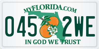 FL license plate 0452WE