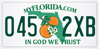 FL license plate 0452XB