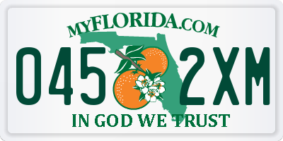 FL license plate 0452XM