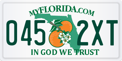 FL license plate 0452XT