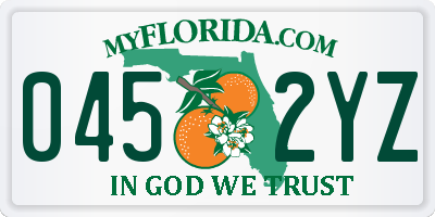 FL license plate 0452YZ