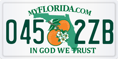 FL license plate 0452ZB