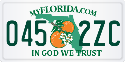 FL license plate 0452ZC