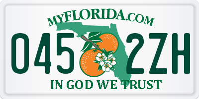 FL license plate 0452ZH