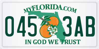 FL license plate 0453AB
