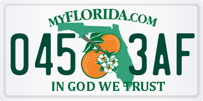 FL license plate 0453AF