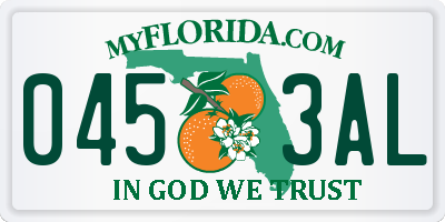 FL license plate 0453AL