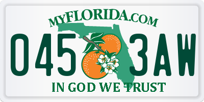 FL license plate 0453AW