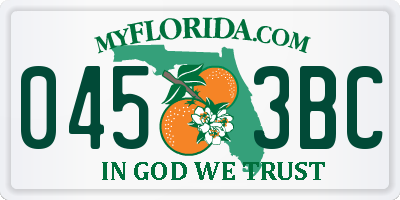 FL license plate 0453BC