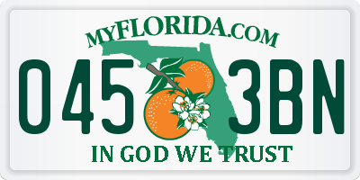 FL license plate 0453BN