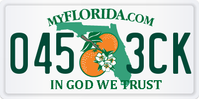 FL license plate 0453CK