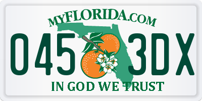 FL license plate 0453DX