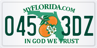 FL license plate 0453DZ