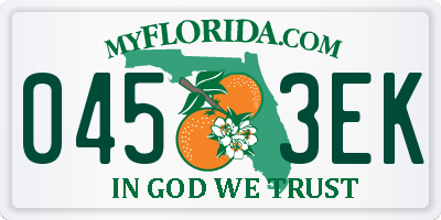 FL license plate 0453EK