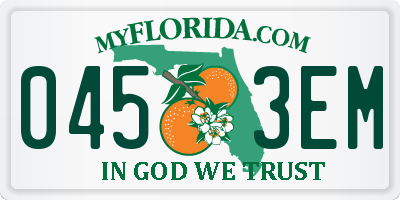 FL license plate 0453EM