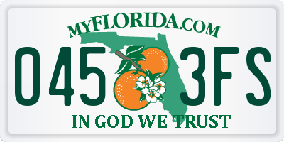 FL license plate 0453FS