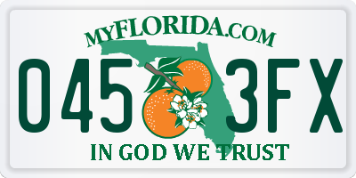 FL license plate 0453FX