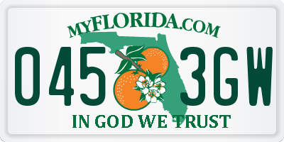 FL license plate 0453GW