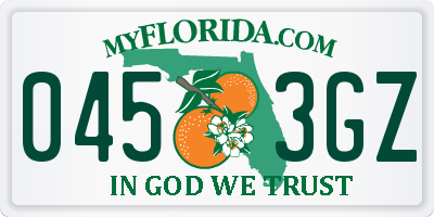 FL license plate 0453GZ