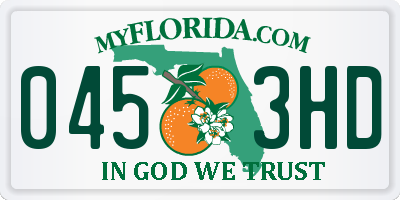 FL license plate 0453HD