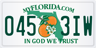 FL license plate 0453IW