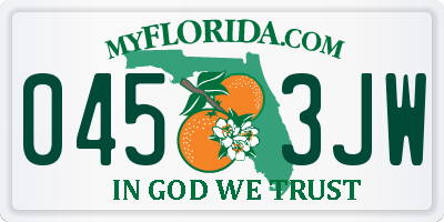 FL license plate 0453JW