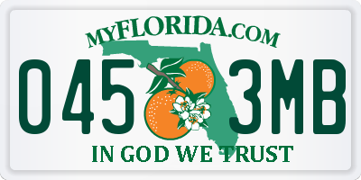 FL license plate 0453MB
