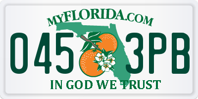 FL license plate 0453PB